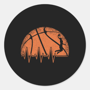 Leuke basketbal hartslag basketballer ronde sticker