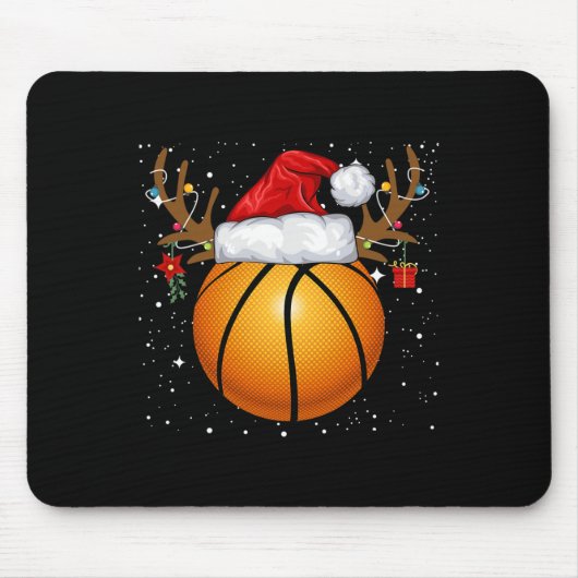 Leuke Basketbal Rendier Santa Hat Kerstvakantie Muismat (Voorkant)