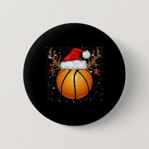 Leuke Basketbal Rendier Santa Hat Kerstvakantie Ronde Button 5,7 Cm