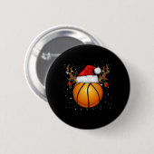 Leuke Basketbal Rendier Santa Hat Kerstvakantie Ronde Button 5,7 Cm (Voorkant /achterkant)