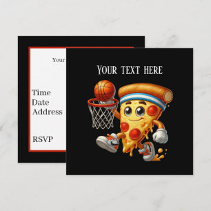 Leuke basketbal sport pizza feestje  kaart