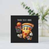 Leuke basketbal sport pizza feestje kaart (Staand voorkant)
