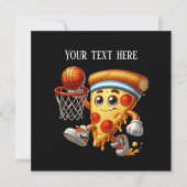 Leuke basketbal sport pizza feestje kaart (Voorkant)
