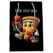 Leuke basketbal sport pizza feestje medium cadeauzakje (Voorkant)