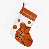 Leuke basketbalballen Oranje jongensnaam Kinder Kleine Kerstsok (Voorkant (Hangend))