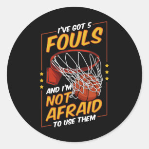 Leuke basketballer 5 Fouls Defensie Fouling Out Ronde Sticker