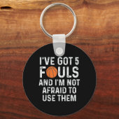 Leuke basketbalspeler Hoops 5 Fouls Sleutelhanger (Voorkant)