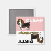 Leuke Basset Hound Schone Vuile Vaatwasser Magnet (Voorkant / Achterkant)