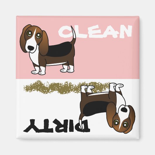 Leuke Basset Hound Schone Vuile Vaatwasser Magnet (Voorkant)