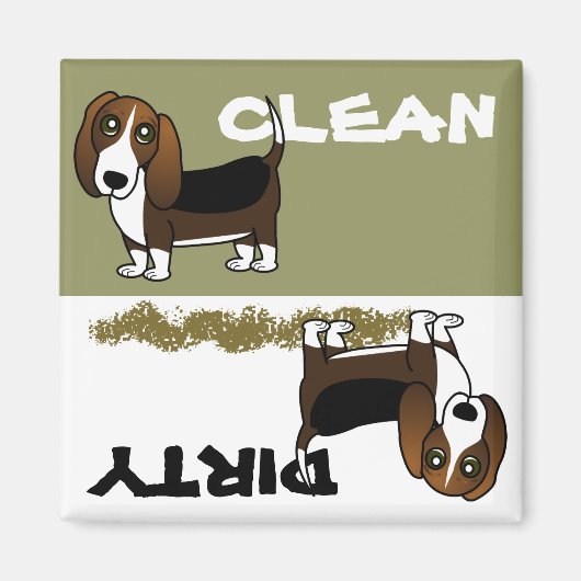 Leuke Basset Hound Schone Vuile Vaatwasser Magnet (Voorkant)