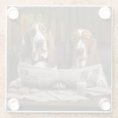 Leuke basset hounds lezen krant glazen onderzetter (Achterkant)