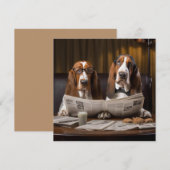 Leuke basset hounds lezen krant kaart (Voorkant / Achterkant)