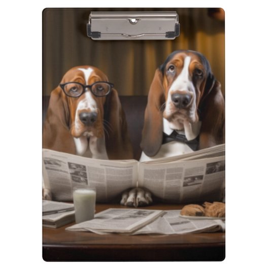 Leuke basset hounds lezen krant klembord (Voorkant)