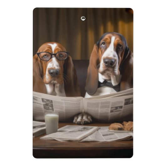 Leuke basset hounds lezen krant mini klembord (Achterkant)