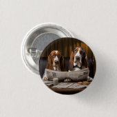 Leuke basset hounds lezen krant ronde button 3,2 cm (Voorkant /achterkant)