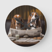 Leuke basset hounds lezen krant