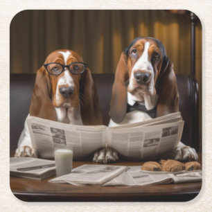 Leuke basset hounds lezen van het nieuws Trivet Kartonnen Onderzetters