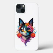 Leuke BAT CAT met bloemeniPhone / iPad hoesje (Achterkant)