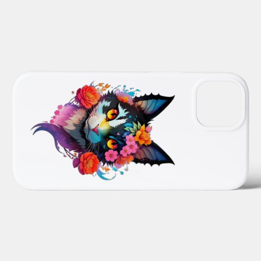 Leuke BAT CAT met bloemeniPhone / iPad hoesje (Achterkant (horizontaal))