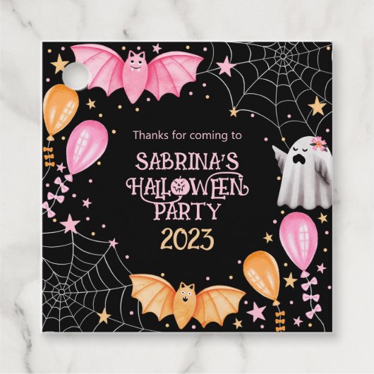 Leuke Bats en Geesten Pastel Halloween Party Bedankjes Labels (Voorkant)