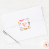 Leuke Bats en Geesten Pastel Halloween Party Vierkante Sticker (Envelop)