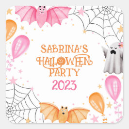 Leuke Bats en Geesten Pastel Halloween Party Vierkante Sticker