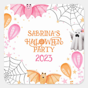 Leuke Bats en Geesten Pastel Halloween Party Vierkante Sticker