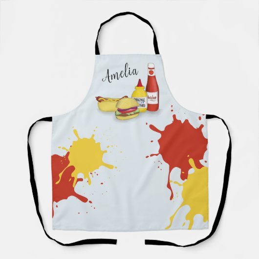 Leuke BBQ Leuke Whimsical Hamburger Hotdog Eenvoud Schort (Voorkant)