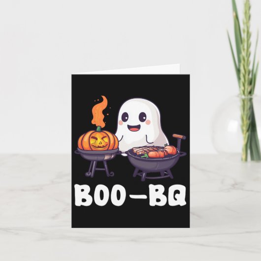 Leuke BBQ Recreatie Boo Ghost Halloween bijpassend Kaart (Voorkant)