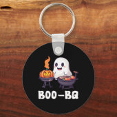 Leuke BBQ Recreatie Boo Ghost Halloween bijpassend Sleutelhanger (Voorkant)
