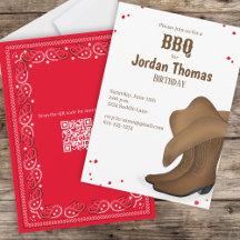 Leuke BBQ Rode Bandana Cowboy Party QR Code
