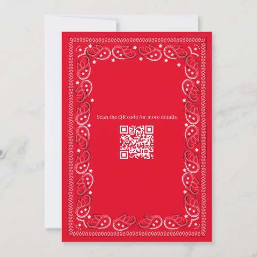 Leuke BBQ Rode Bandana Cowboy Party QR Code Kaart (Achterkant)