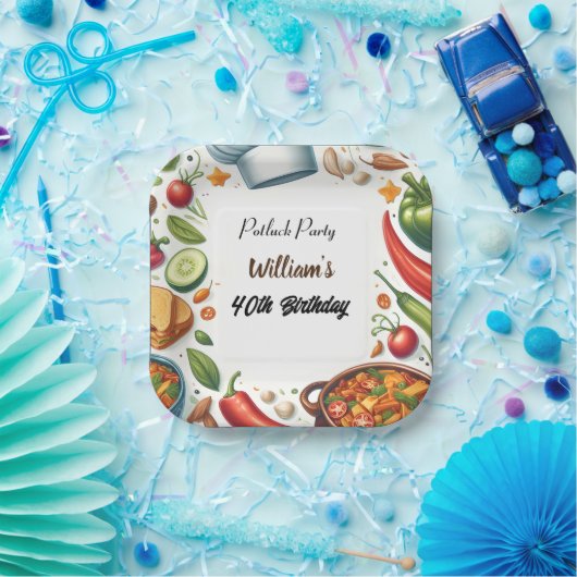 Leuke BBQ Taco Chef Soep Potluck Party 40e Verjaar Papieren Bordje (Feest)