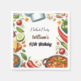 Leuke BBQ Taco Chef Soep Potluck Party 40e Verjaar Servet