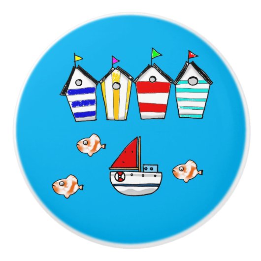 Leuke Beach House & zee Boat Keramische Knop (Voorkant)