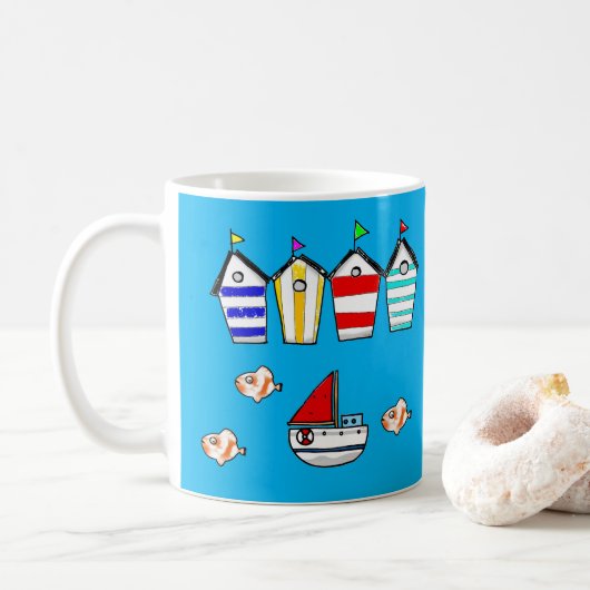 Leuke Beach House & zee Boat Koffiemok (Met donut)