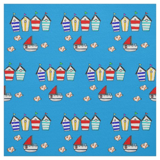 Leuke Beach House & zee Boat Stof (Swatch)