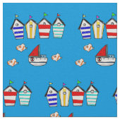 Leuke Beach House & zee Boat Stof (Close Up)