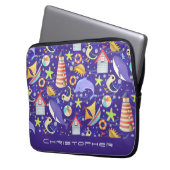 Leuke Beach Navy Electronics Bag Laptop Sleeve (Voorkant Links)