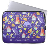 Leuke Beach Navy Electronics Bag Laptop Sleeve (Voorkant)