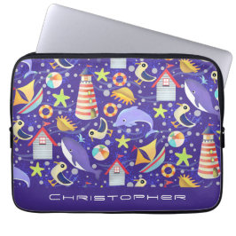 Leuke Beach Navy Electronics Bag Laptop Sleeve
