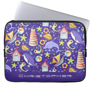 Leuke Beach Navy Electronics Bag Laptop Sleeve