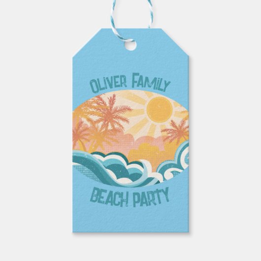 Leuke Beach Waves Sunshine Blue Surf Party Cadeaulabel (Voorkant)