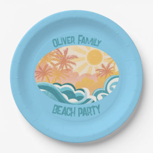 Leuke  Beach Waves Sunshine Blue Surf Party Papieren Bordje
