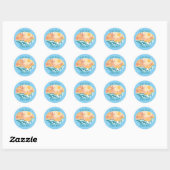 Leuke  Beach Waves Sunshine Blue Surf Party Ronde Sticker (Vel)