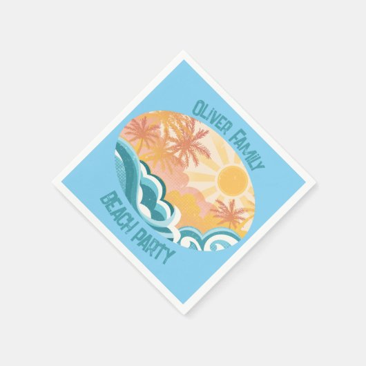 Leuke  Beach Waves Sunshine Blue Surf Party Servet (Hoek)