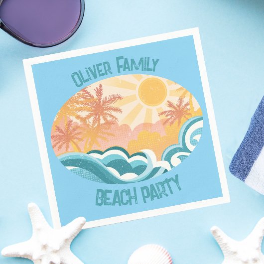Leuke Beach Waves Sunshine Blue Surf Party Servet