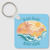 Leuke  Beach Waves Sunshine Blue Surfer Sleutelhanger (Voorkant)