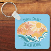 Leuke Beach Waves Sunshine Blue Surfer Sleutelhanger (Voorkant)