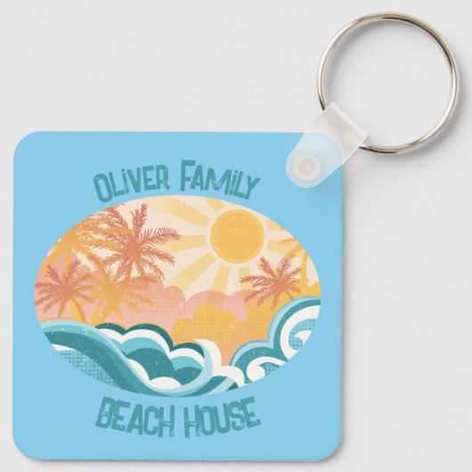 Leuke  Beach Waves Sunshine Blue Surfer Sleutelhanger (Achterkant)
